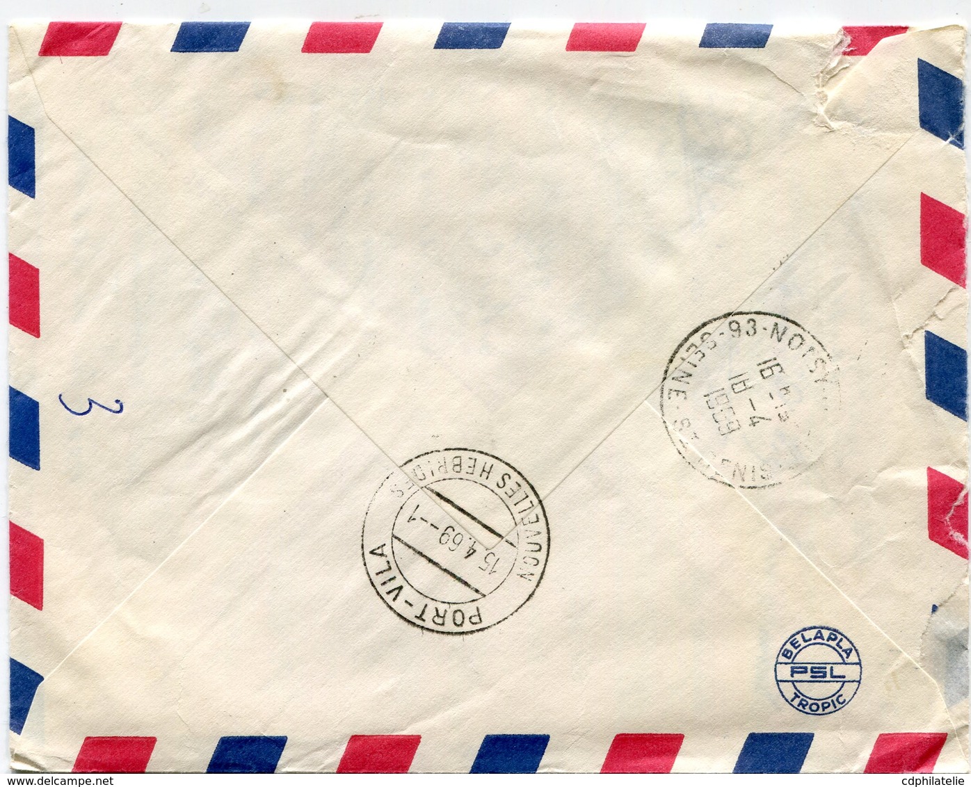 NOUVELLES HEBRIDES LETTRE RECOMMANDEE PAR AVION DEPART PORT- VILA 15-4-69 NOUVELLES HEBRIDES POUR LA FRANCE - Covers & Documents