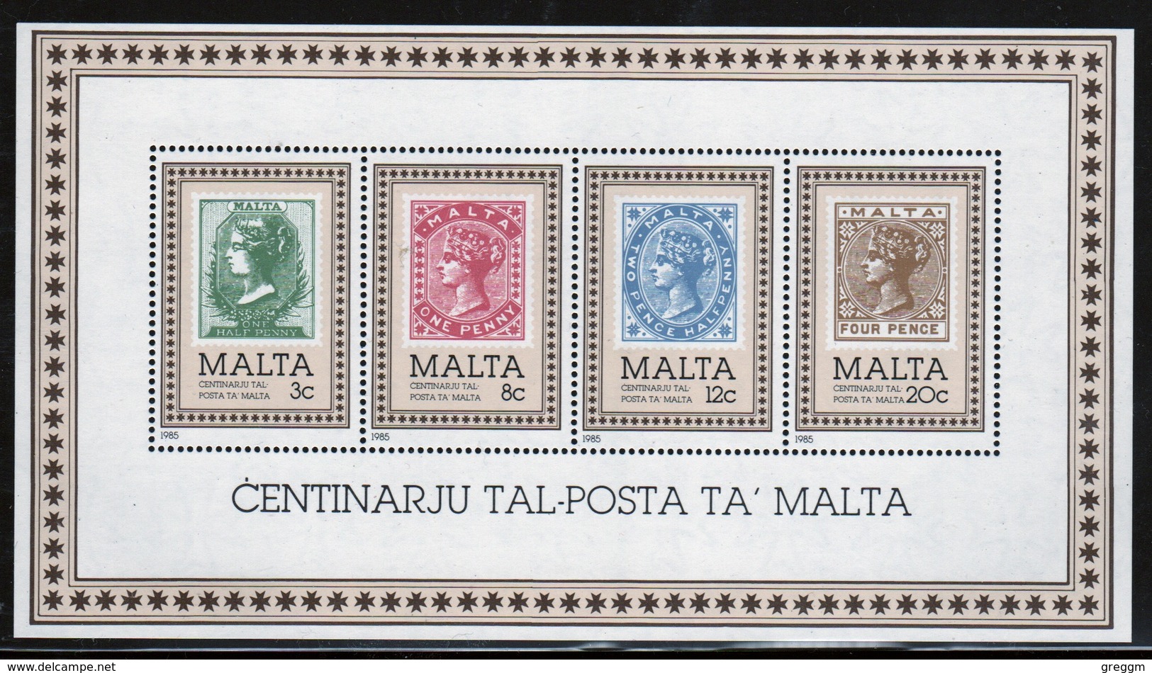 Malta 1985 Mini Sheet To Celebrate Centenary Of Malta Post Office In Unmounted Mint. - Malta