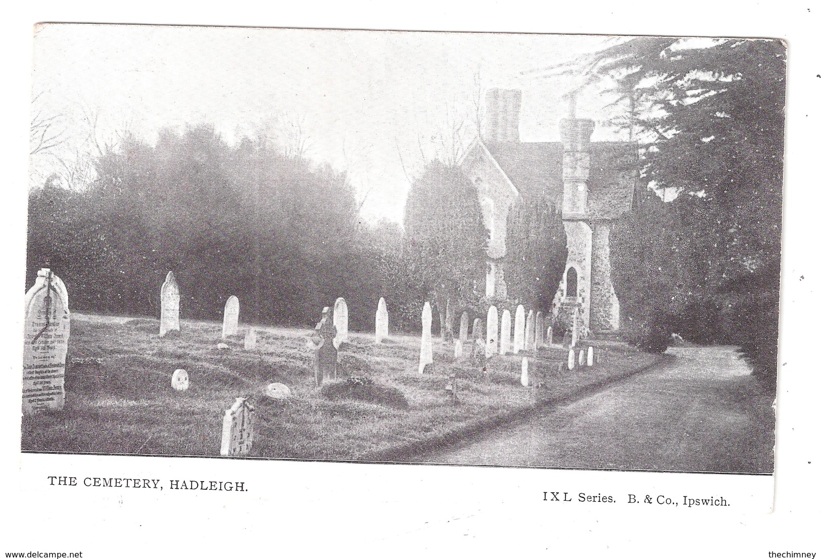 TO MISS B WRIGHT MOAT FARM ALBURGH Old PC Of Hadleigh Suffolk  Cemetery  By IXL 1909 HARLESTON POSTMARK DOUBLE RING - Sonstige & Ohne Zuordnung