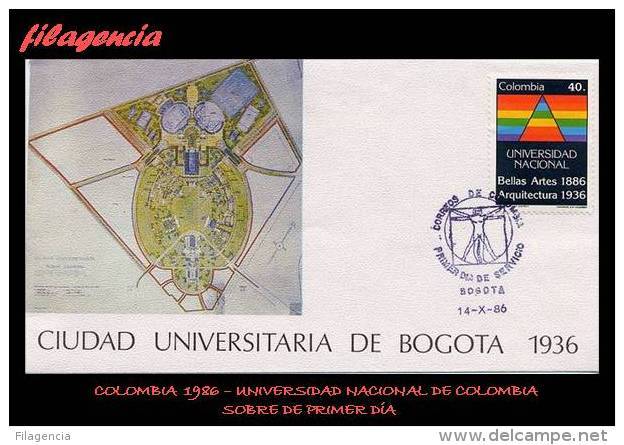 AMERICA. COLOMBIA SPD-FDC. 1986 ANIVERSARIOS DE LAS FACULTADES DE ARQUITECTURA & BELLAS ARTES DE LA UNIVERSIDAD NACIONAL - Colombia