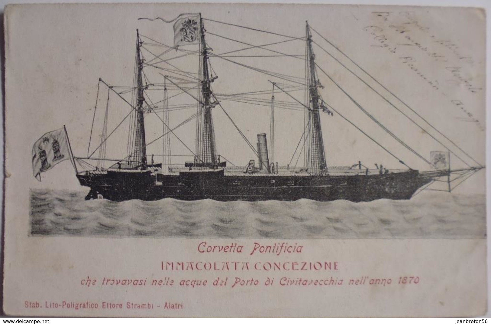 Civitavecchia - Corvetta Pontifica, Che Trovavasi Nelle Acque Del Porto Di Civitavecchia Anno 1870 - CPA 1902 - Other & Unclassified