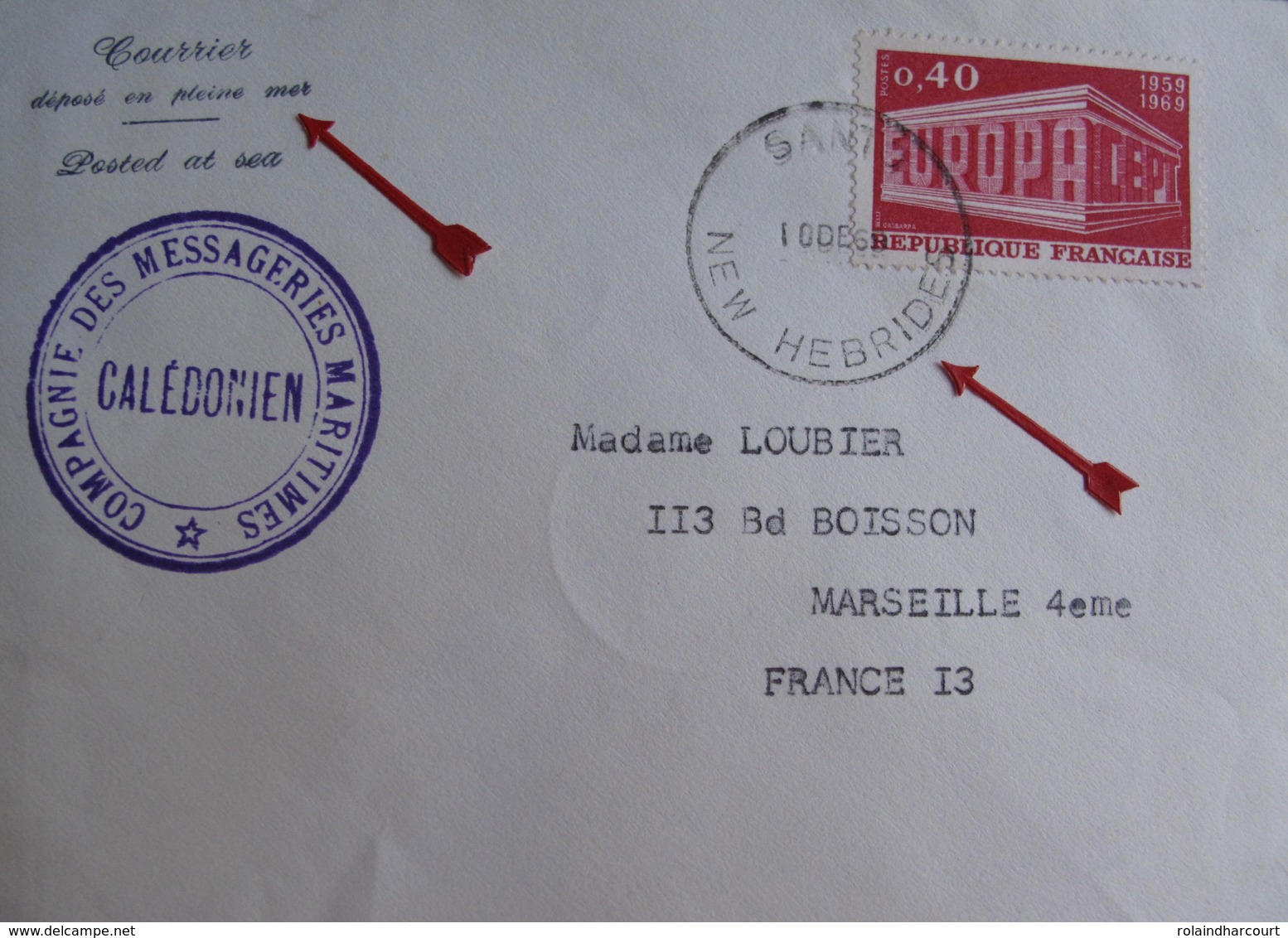 A158 - ✉️ PAQUEBOT CALEDONIEN - CàD : SANTO (Nelles HEBRIDES) 10 DECEMBRE 1969 - COURRIER DEPOSE EN PLEINE MER - Autres & Non Classés