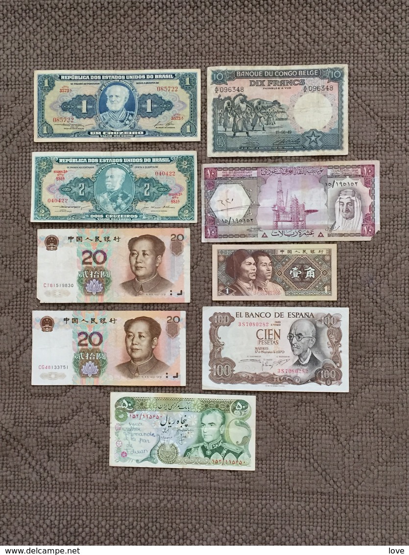 BILLETS DU MONDE: Lot De 18 Billets. Dates: 1918/1999 - Vrac - Billets