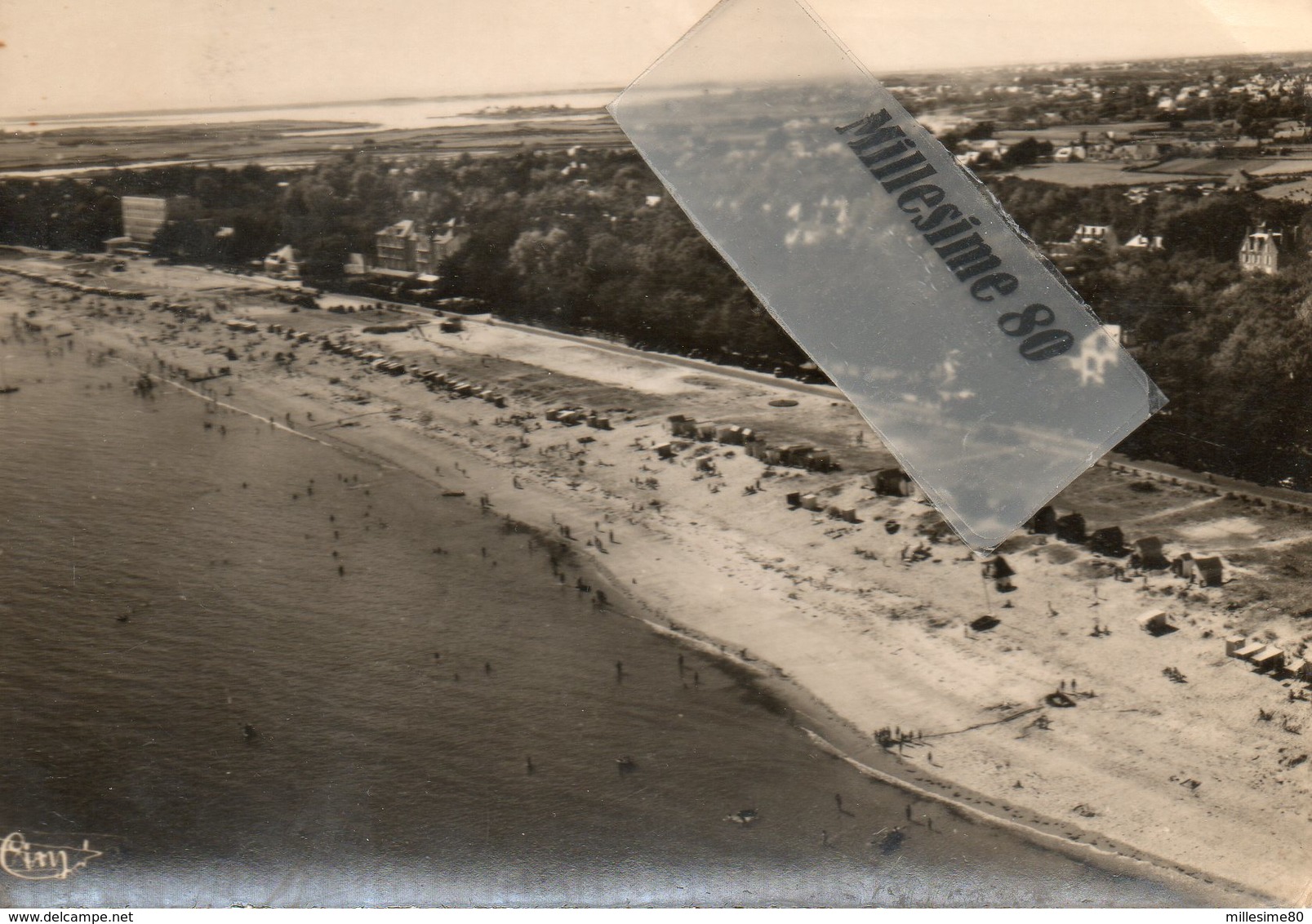 CPSM CARNAC PLAGE Plage Centrale Les Hôtels Vue Aérienne - Carnac