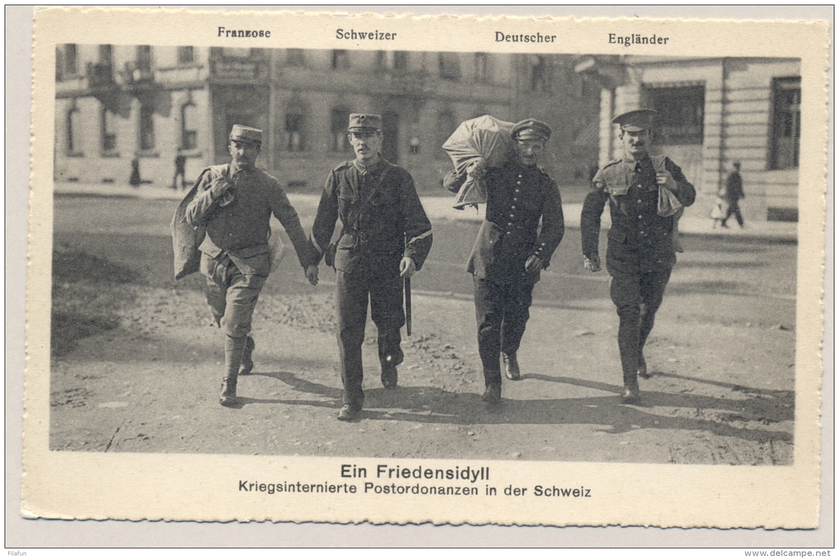 Schweiz - Postcard - Kriegsinternierte Postordonanzen - Franzose / Schweizer / Deutscher / Engländer - Documenten