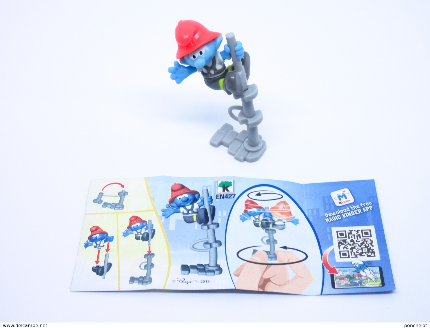 Kinder THE SMURFS IN THE CITY EN427 Fuerwehr Schlumpf + Bpz Neutre - Monoblocs