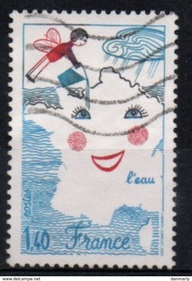 FRANCE  :Y&T (o) N° 2125 " L'eau, Dessin D'enfant " Bras Noir Aulieu De Rouge - Used Stamps