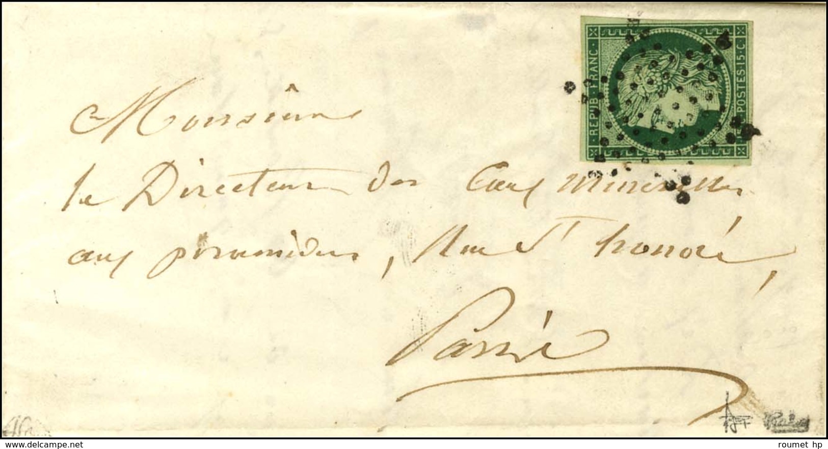 Etoile / N° 2 Vert Très Foncé Belles Marges Sur Lettres Avec Texte De Paris Pour Paris. Au Verso, Càd D'arrivée 27 DEC.  - 1849-1850 Ceres