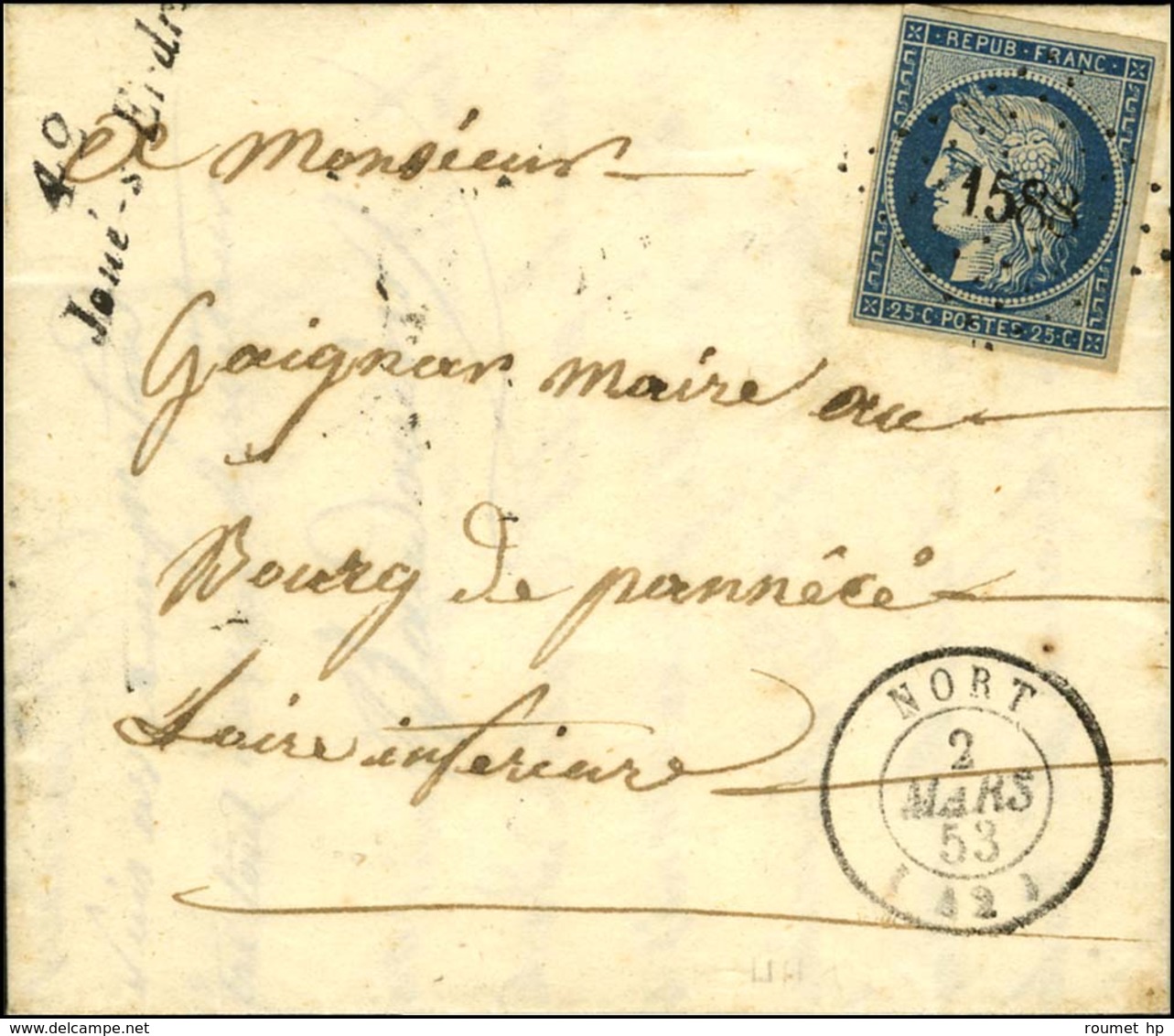 PC 1588 / N° 4 Càd T 15 NORT (42), Cursive 42 / Joué-s-Erdre. 1853. - SUP. - R. - 1849-1850 Ceres