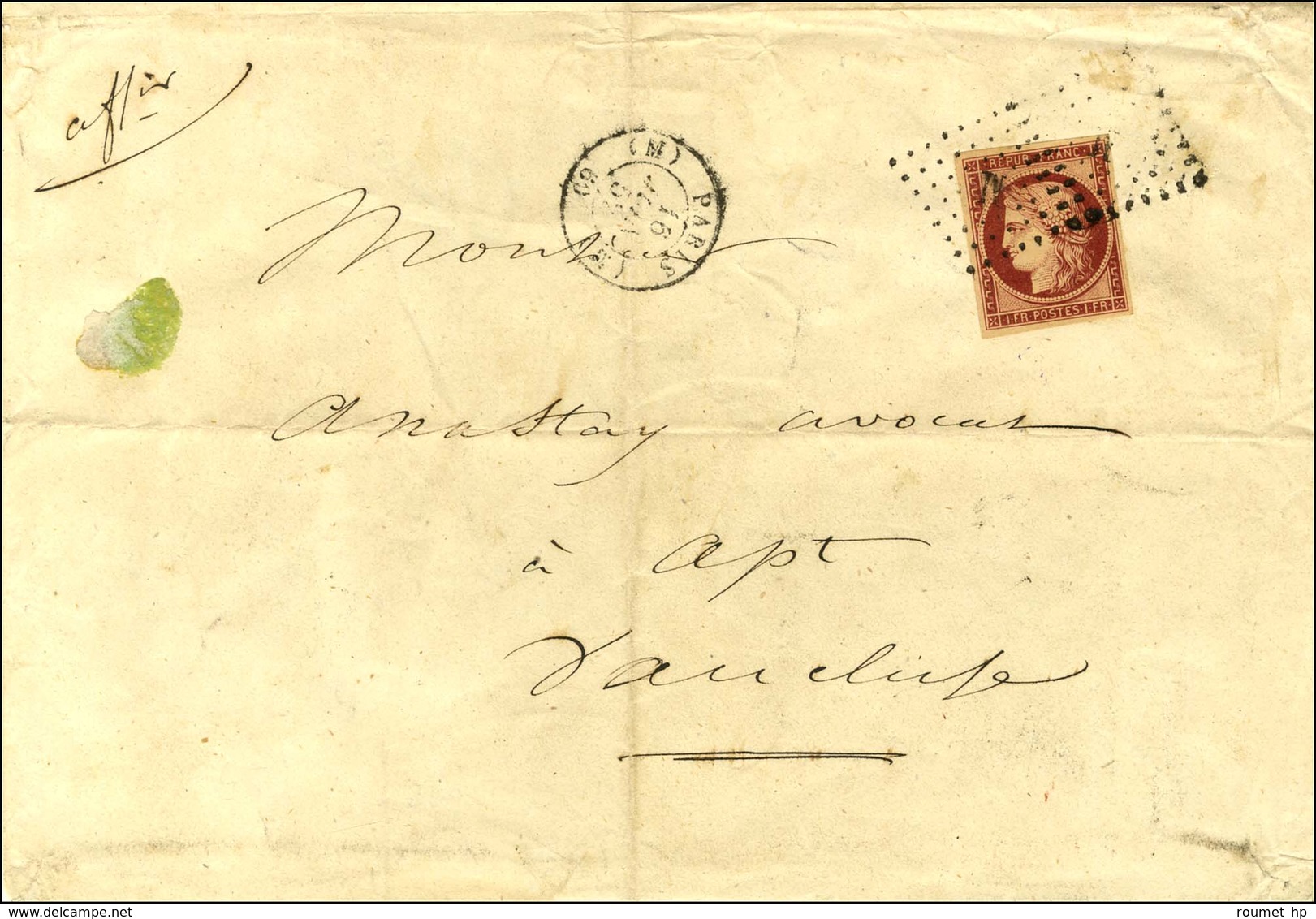 Losange M / N° 6 Càd (M) PARIS (M) 60. 1852. - TB. - R. - 1849-1850 Ceres