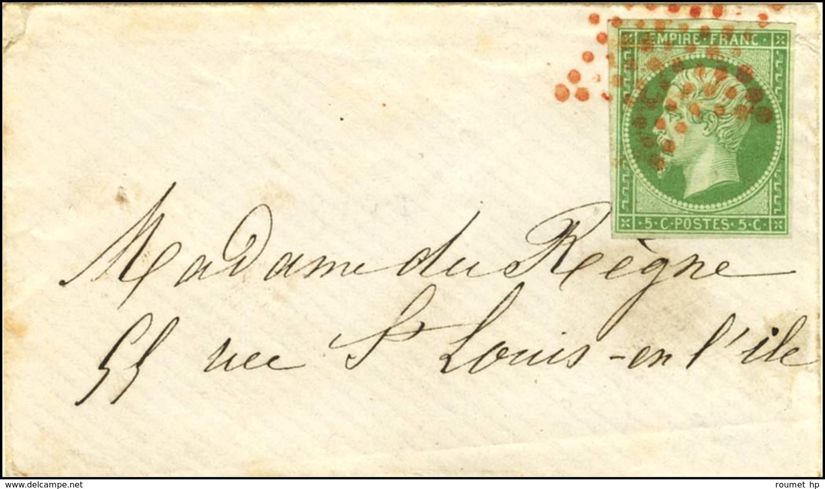 Etoile Rouge / N° 12 Sur Enveloppe Carte De Visite Adressée Localement. - SUP. - R. - 1853-1860 Napoleon III