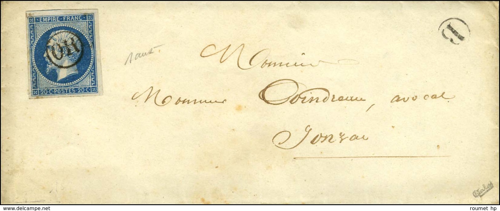 OR / N° 14 Sur Enveloppe Avec Texte Datée De St Thomas (de Conac) Le 30 Septembre 1857 Pour Jonzac. Au Recto, B. RUR. D. - 1853-1860 Napoleon III