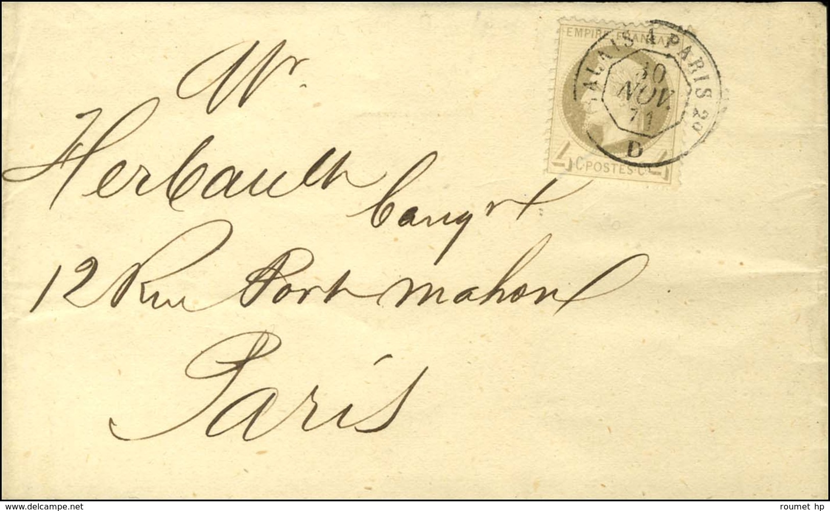 Càd CALAIS A PARIS / N° 27 Sur Bande D'imprimé Pour Paris. 1871. - SUP. - R. - 1863-1870 Napoleon III With Laurels