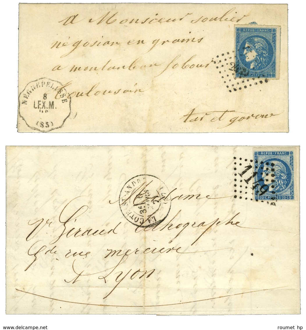 Lot De 2 Lettres Affranchies Avec N° 45 Dont Une Obl PC Du GC. - TB / SUP. - 1870 Bordeaux Printing