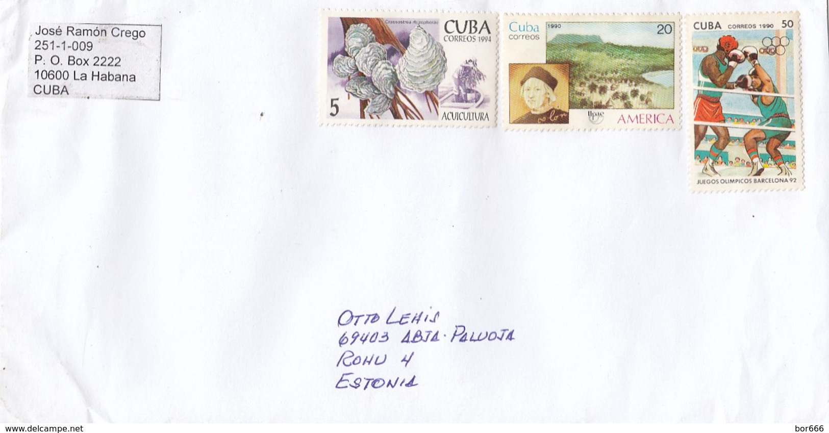 GOOD CUBA Postal Cover To ESTONIA 2018 - Good Stamped: Oysters ; Columbus ; Boxing - Brieven En Documenten