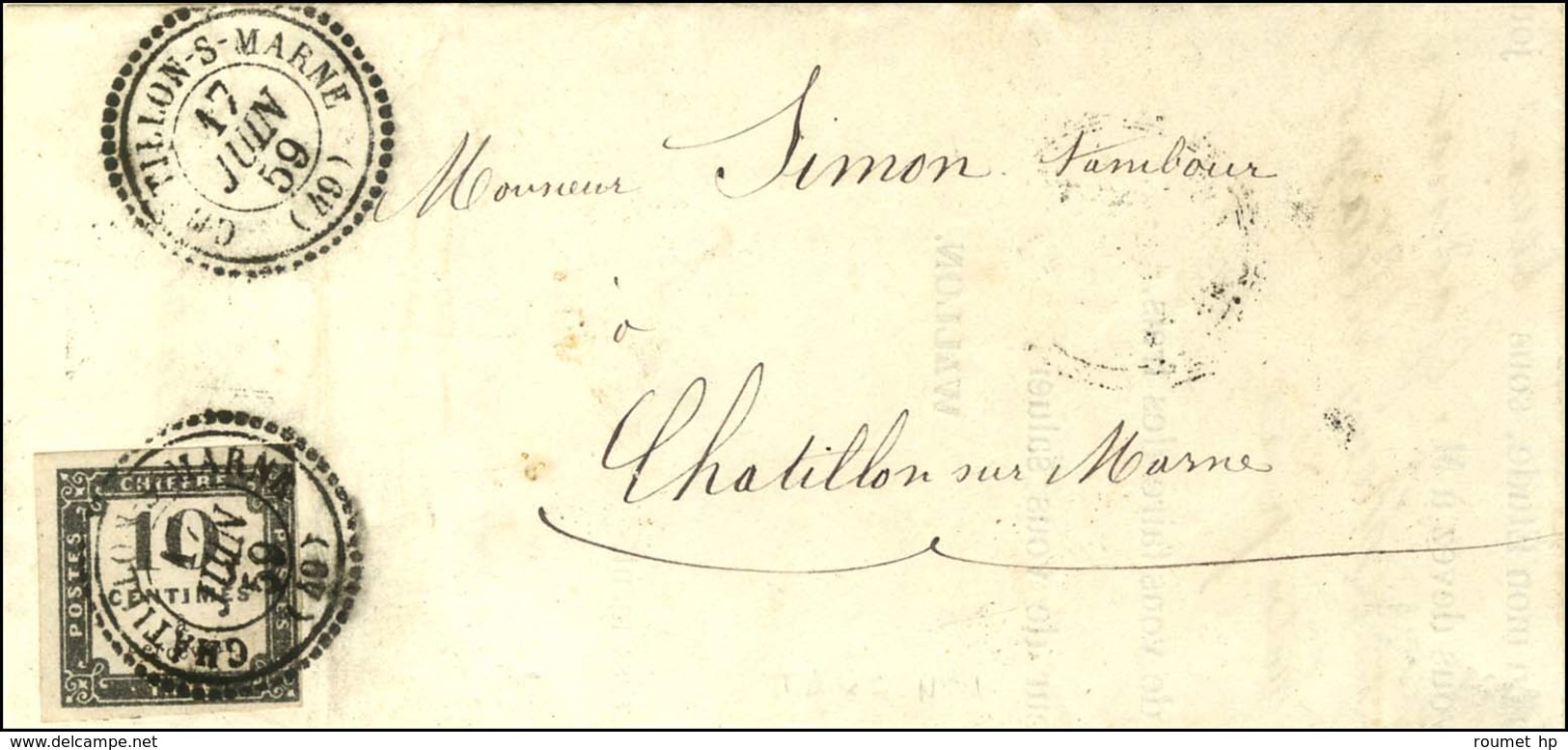 Càd T 22 CHATILLON-S-MARNE (49) 17 JUIN 59 Sur Timbre-taxe N° 1 Sur Lettre Locale. - SUP. - R. - 1859-1959 Covers & Documents