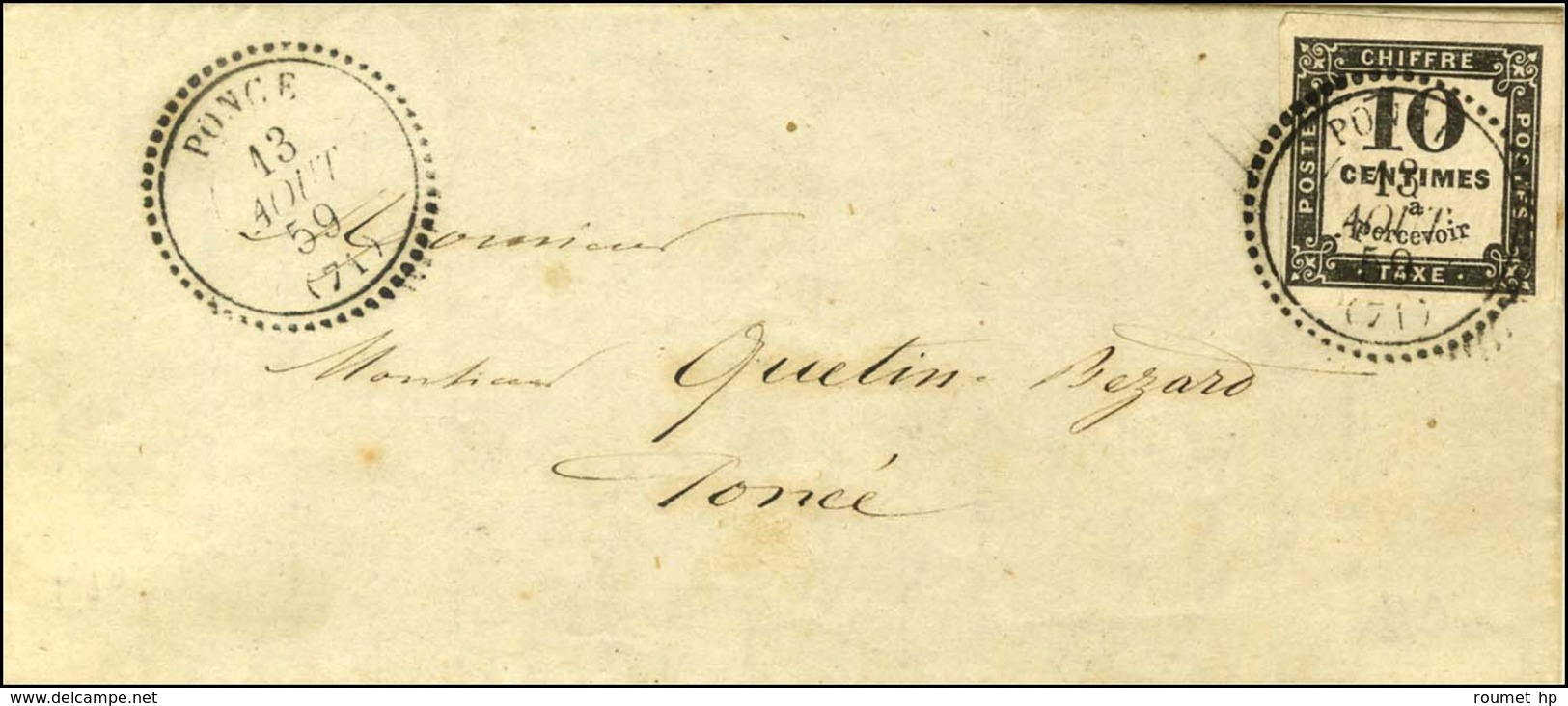 Càd T 22 PONCE (71) / Timbre-taxe N° 2 Sur Lettre Locale. 1859. - SUP. - R. - 1859-1959 Covers & Documents