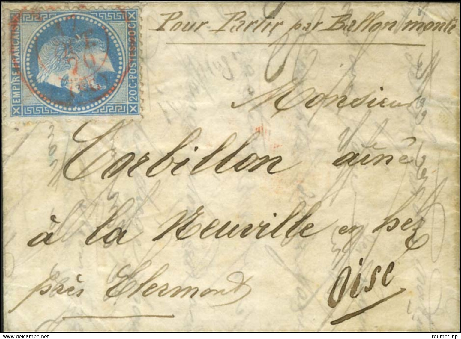 Càd Rouge PARIS SC 17 OCT. 70 / N° 29 Sur Lettre Pour Neuville En Rez (Oise). Au Verso, Càd D'arrivée 24 OCT. 70. LE VIC - War 1870