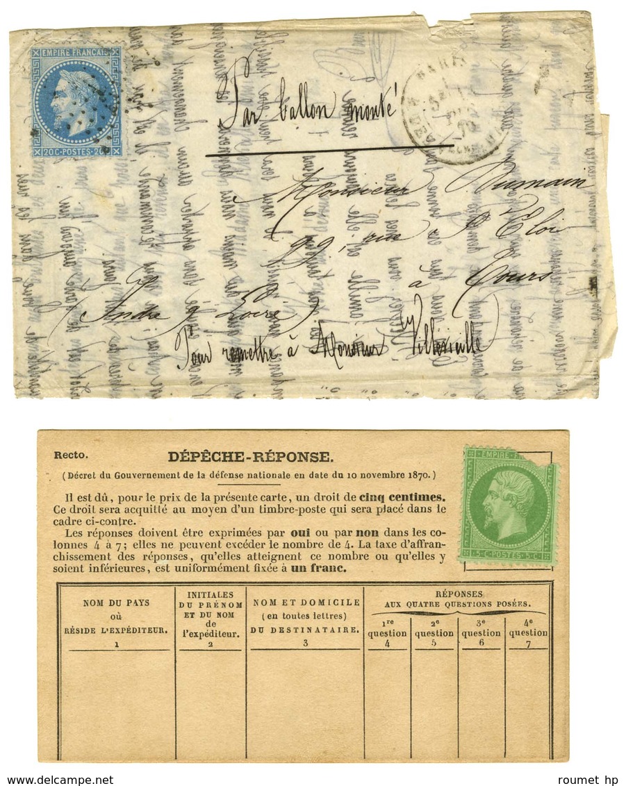 Etoile 7 / N° 29 Càd PARIS / R. DES Vlles HAUDRtes 13 DEC. 70 Sur Lettre Avec Texte Comportant Les 4 Questions Pour La D - War 1870