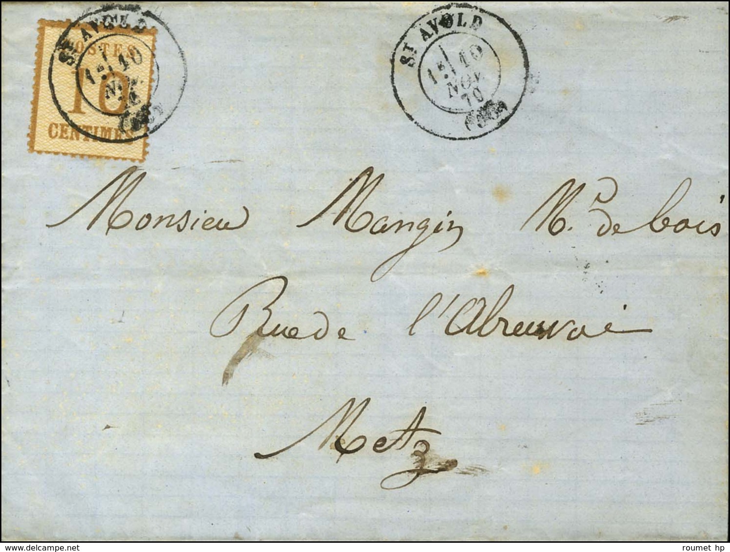 Càd T 17 ST AVOLD (55) / Alsace N° 5 Sur Lettre Pour Metz. 1870. - TB. - R. - Covers & Documents