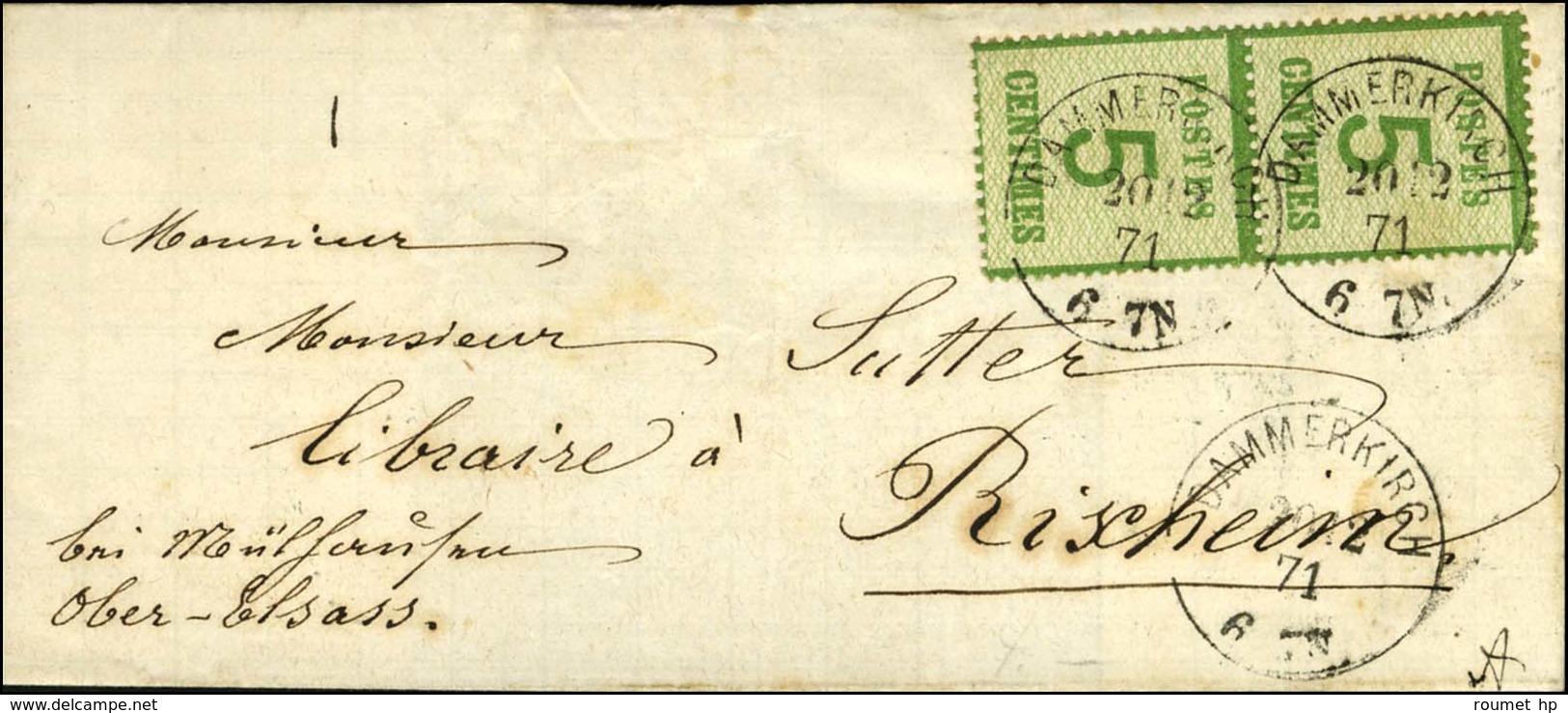 Càd DAMMERKIRCH / Als. N° 4 Paire Sur Lettre Pour Rixheim. 1871. - SUP. - Covers & Documents