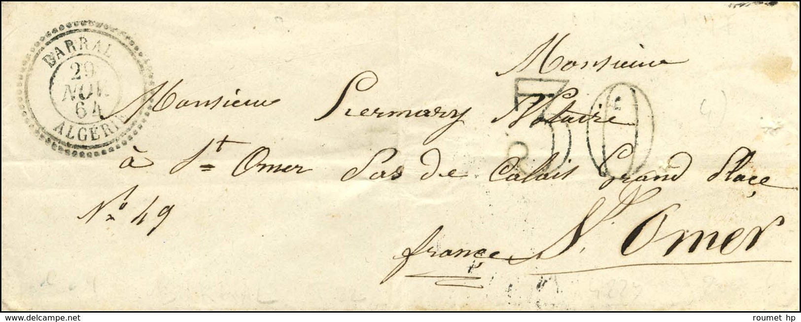 Càd T 22 BARRAL / ALGERIE Taxe 30 DT. 1864. - TB / SUP. - R. - Other & Unclassified