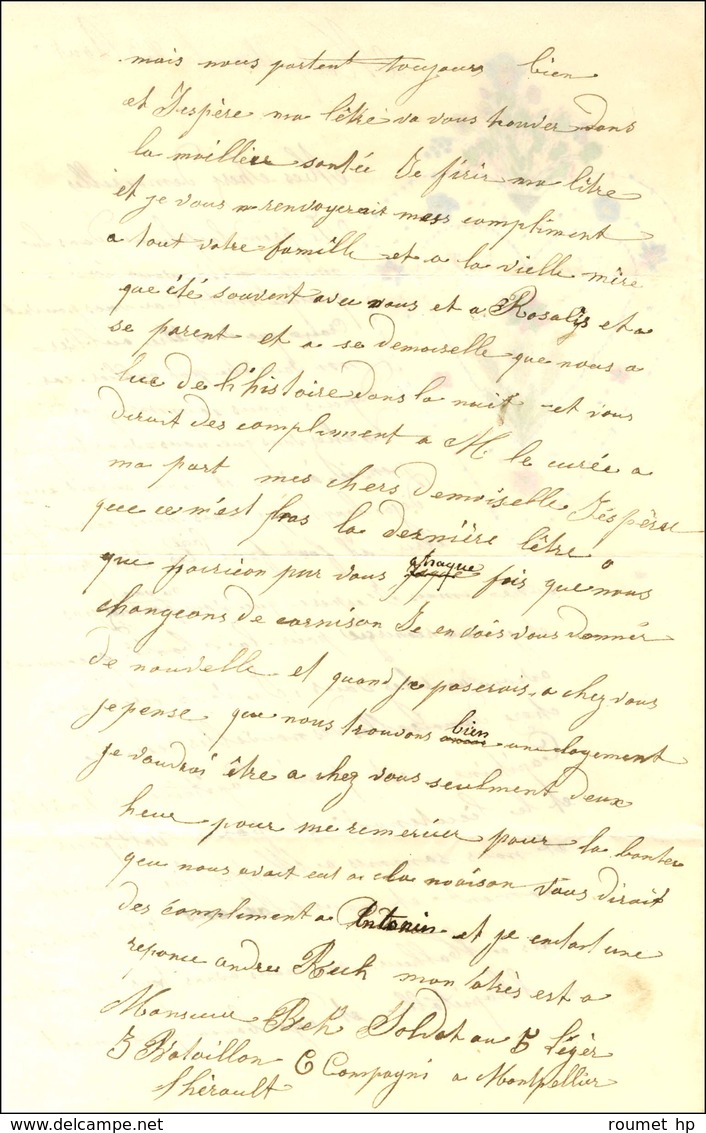 Càd ARMEE D'ORIENT / Bau A 1 MARS 56 Taxe 30 DT Sur Lettre De Soldat Décorée D'un Dessin De Fantassin Réhaussé à L'aquar - Army Postmarks (before 1900)