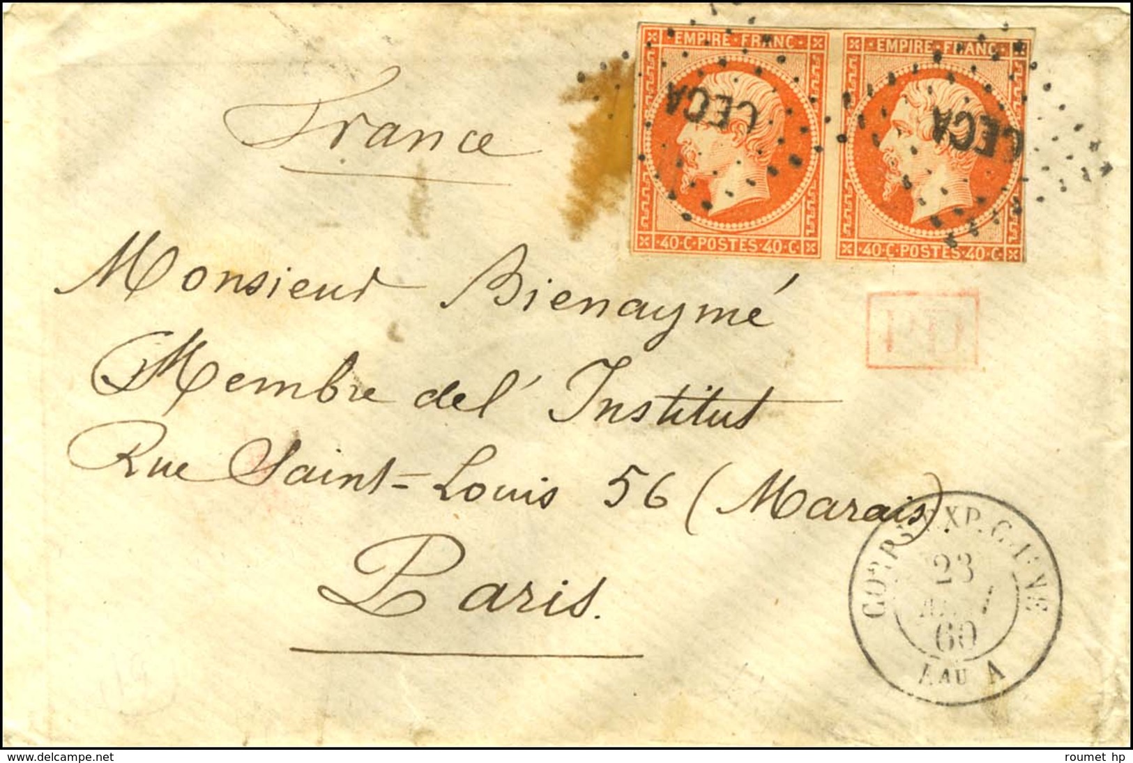 Losange CECA / N° 16 Paire (1 Ex Pd) Càd CORPS EXP. CHINE / Bau A 23 AVRIL 60 (localisé à Hong Kong) Sur Lettre Pour Par - Army Postmarks (before 1900)