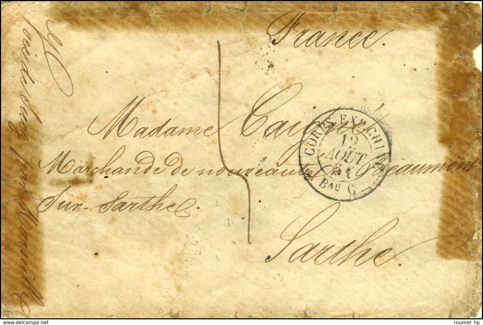 Càd CORPS EXP. CHINE / Bau C 12 AOUT 61 (localisé à Canton) Taxe 5 Sur Lettre (traces Brunes Sur Les Bords) Pour La Sart - Army Postmarks (before 1900)