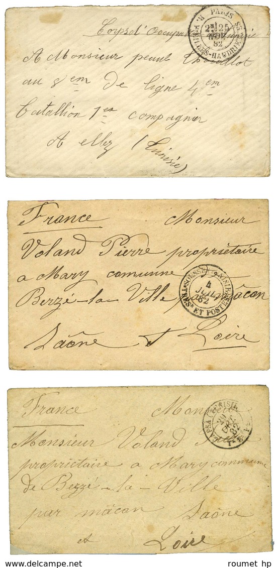 Lot De 3 Lettres Du Corps Expéditionnaire De Tunisie. - TB. - Army Postmarks (before 1900)
