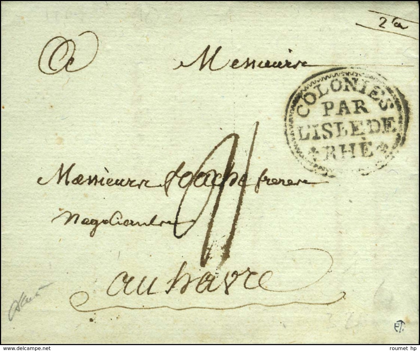Lettre Avec Texte Daté Probablement De St Domingue Le 1er Août 1789 Pour Le Havre. Marque Postale D'entrée Ornée COLONIE - Maritime Post