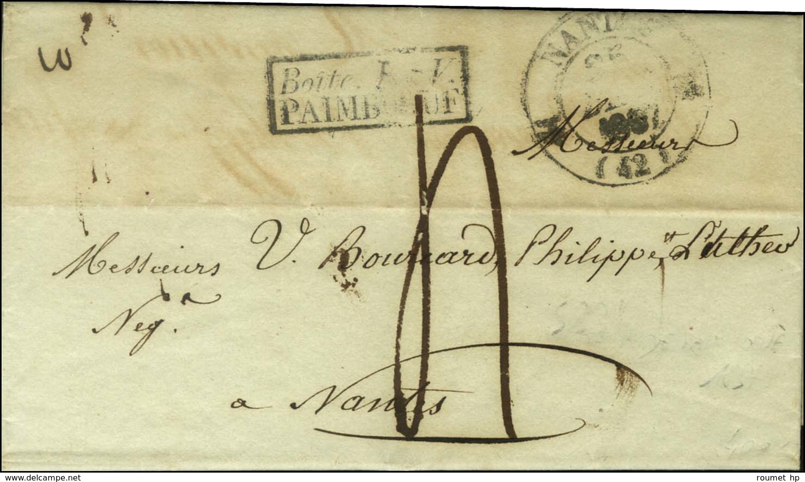 Lettre Avec Texte Daté De Paimboeuf Le 22 Décembre 1837 Pour Nantes. MP Encadrée BOITE B-V / PAIMBOEUF + Càd T 12 NANTES - Maritime Post