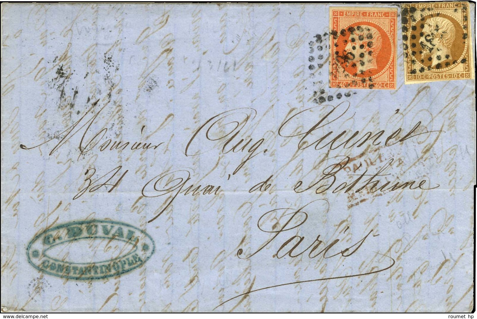 PC 1896 (Marseille) / N° 13 (leg Def) + 16 Sur Lettre Prise En Charge Par Le Paquebot BALKAN Au Départ De Constantinople - Maritime Post