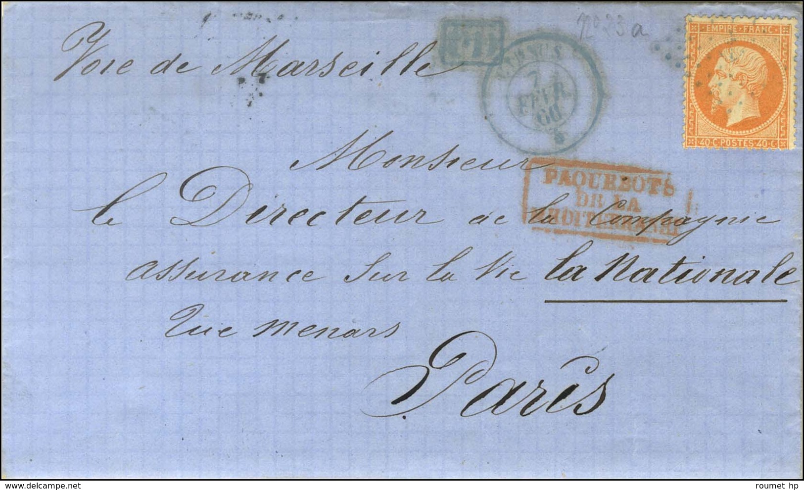 Ancre Bleue / N° 23 Càd Bleu CYDNUS * 7 FEVR. 66 Sur Lettre Pour Paris. - SUP. - Maritime Post