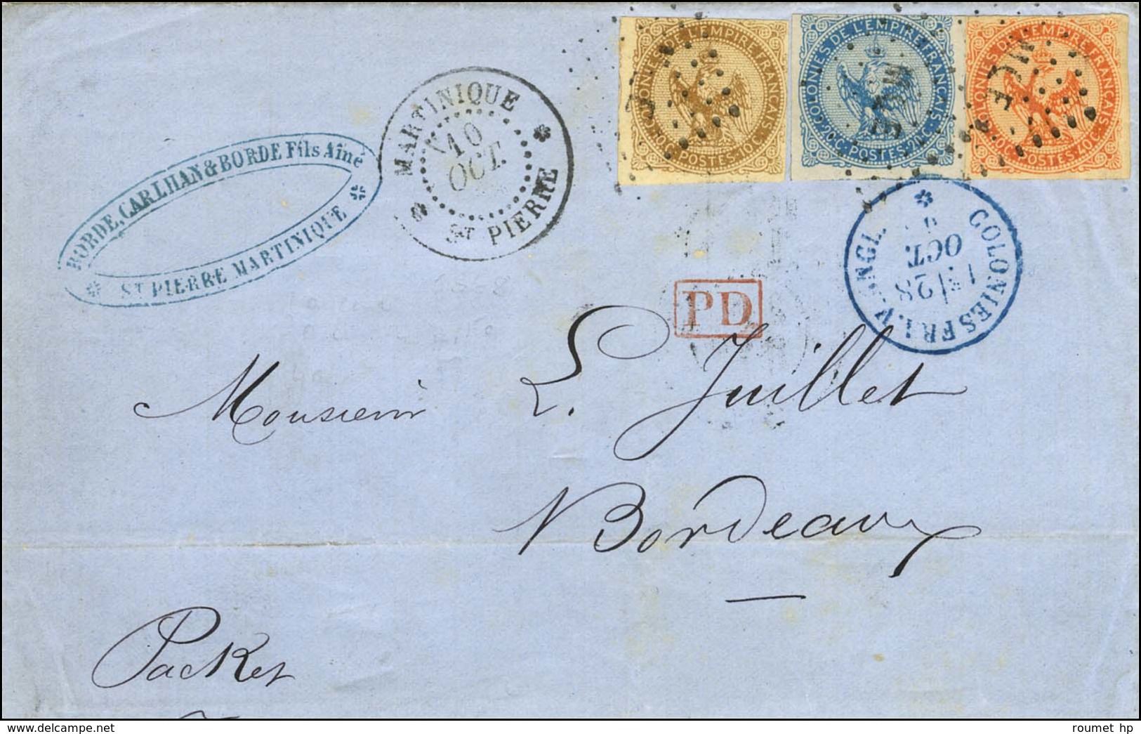 Losange MQE / CG N° 3 + 4 + 5 Càd MARTINIQUE / ST PIERRE. 1868. - TB / SUP. - Other & Unclassified