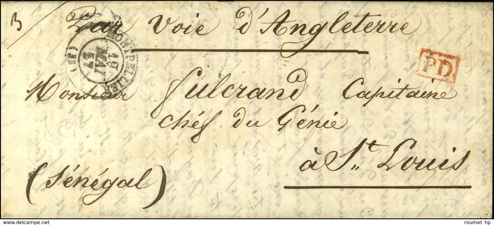 Càd T 15 MONTPELLIER (33) Sur Lettre Avec Texte Adressé à Un Militaire à St Louis (Sénégal). 1857. - TB / SUP. - Other & Unclassified