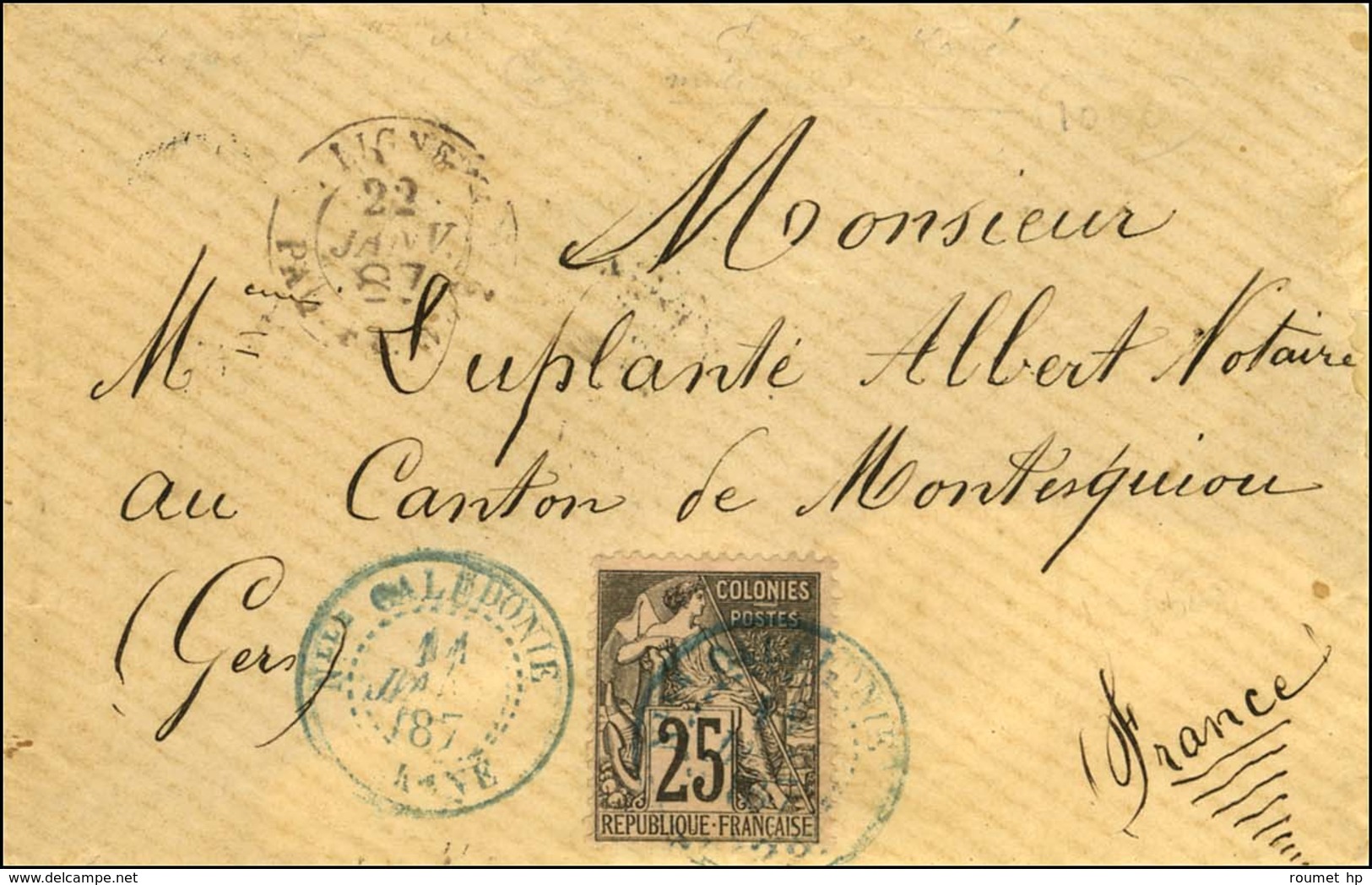 Càd Bleu Nlle - CALEDONIE / KONE / CG N° 54 Sur Lettre Avec Texte Daté '' Poste Koné Le 1er Janvier 1887 '' Pour La Fran - Other & Unclassified