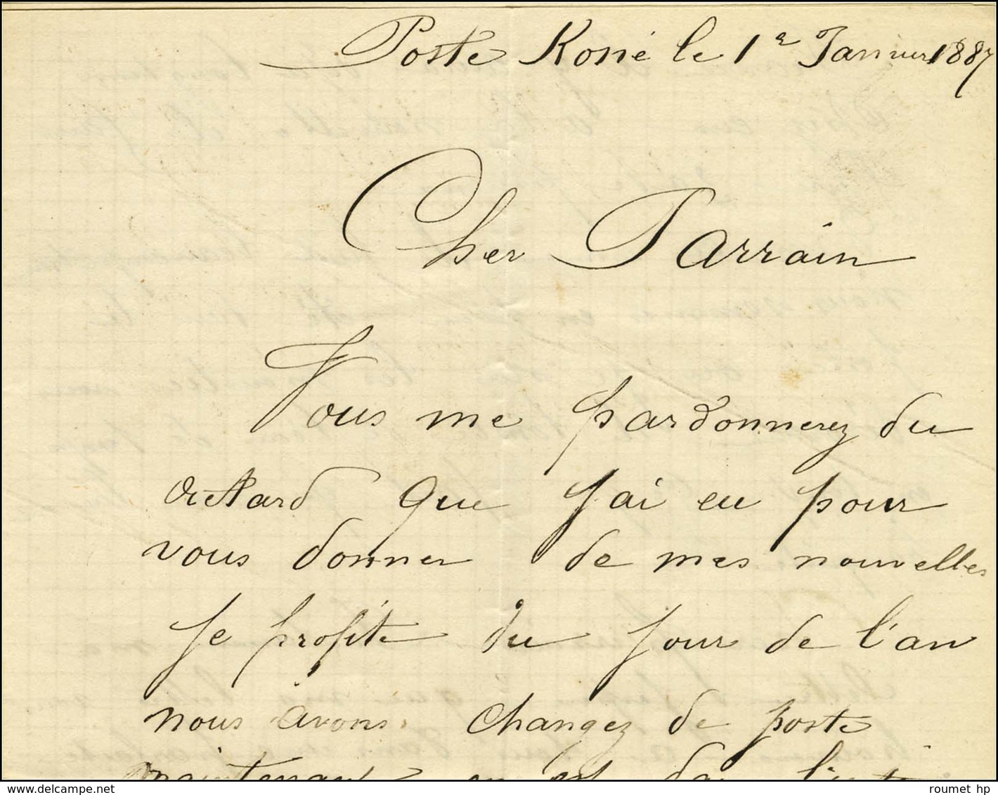 Càd Bleu Nlle - CALEDONIE / KONE / CG N° 54 Sur Lettre Avec Texte Daté '' Poste Koné Le 1er Janvier 1887 '' Pour La Fran - Other & Unclassified