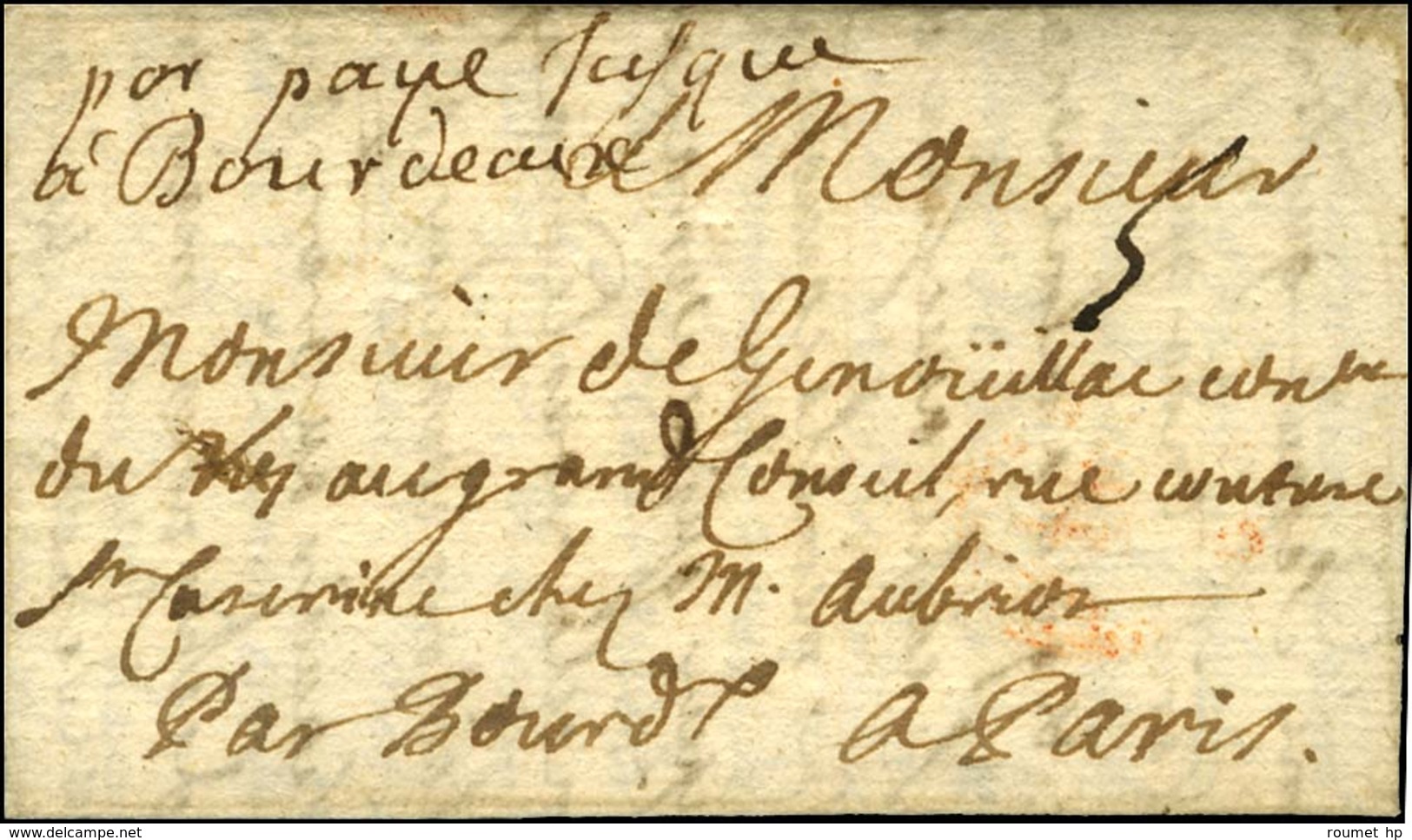 '' Port Payé Jusqu'à Bordeaux '' Sur Lettre Avec Texte Pour Paris. 1687. - TB / SUP. - R. - ....-1700: Vorläufer
