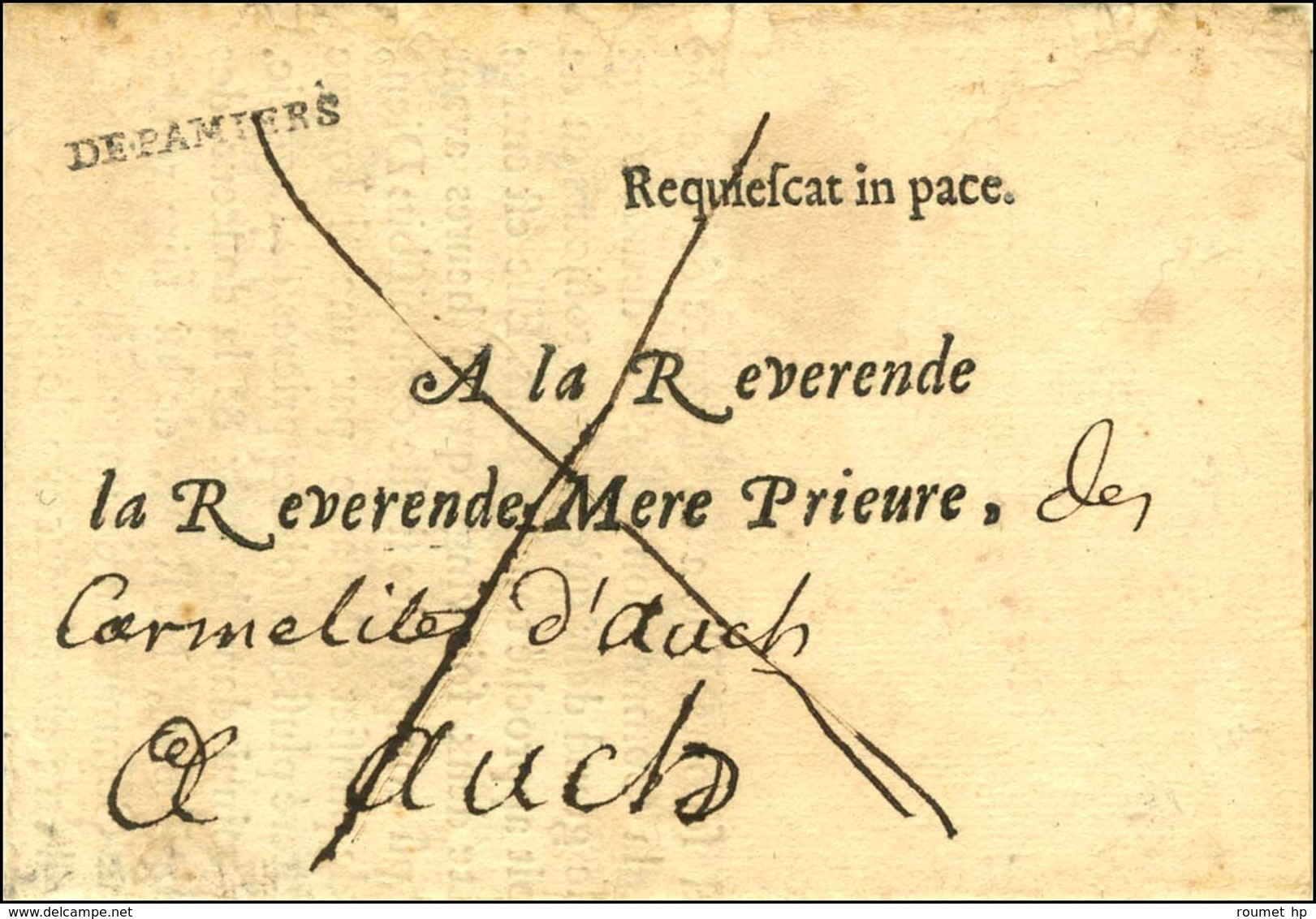 DE PAMIERS (L N° 3) Sur Lettre En Franchise Des Carmélites Pour Auch. 1747. - TB / SUP. - 1701-1800: Precursors XVIII