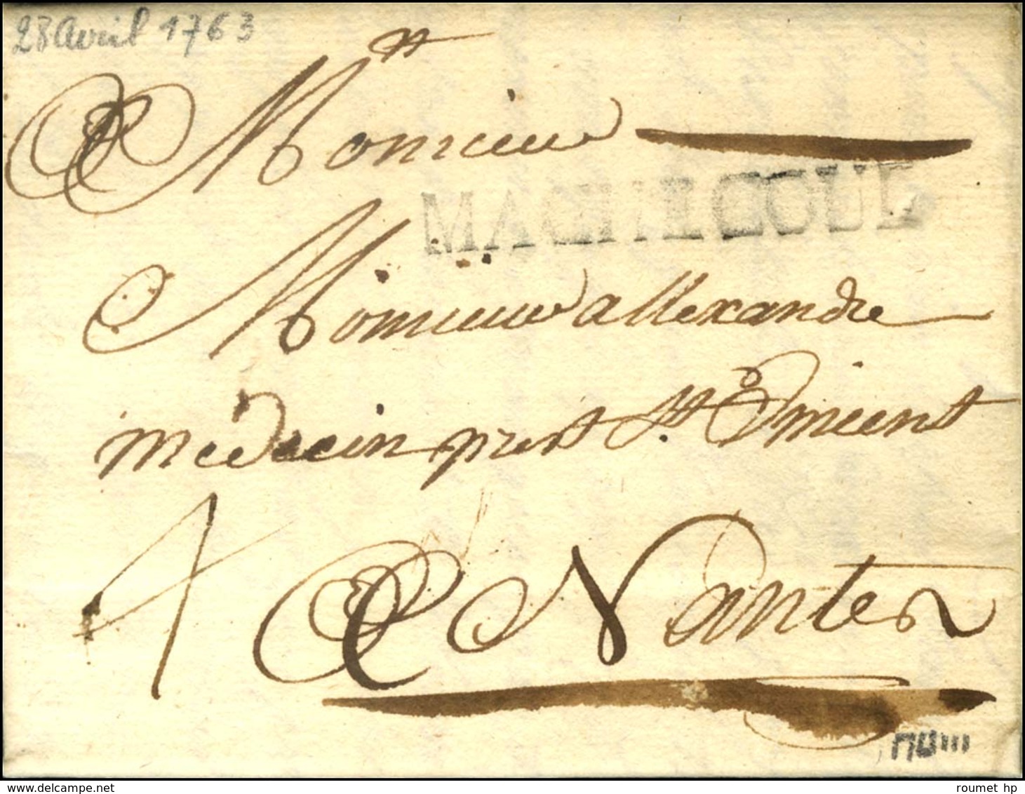 MACHECOUL (L. N° 2) Sur Lettre Avec Texte Daté 1763. - TB / SUP. - R. - 1701-1800: Precursors XVIII