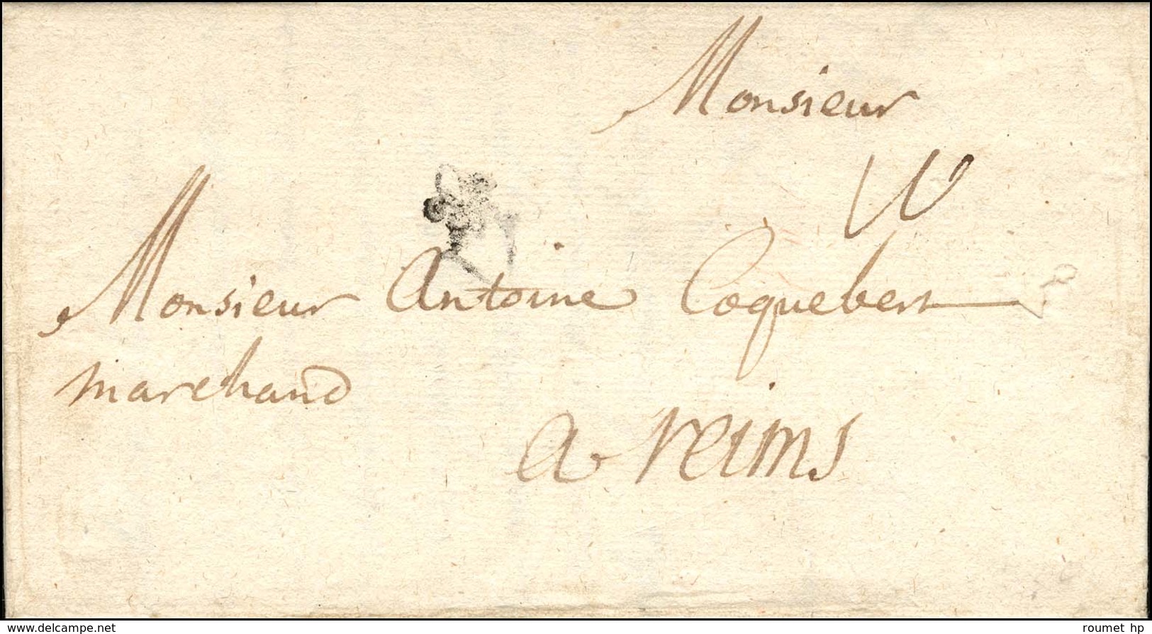 V De Valenciennes (fleur De Lys) (L N° 3) Sur Lettre Pour Reims. 1713. (cote : 1200). - TB / SUP. - R. - 1701-1800: Precursors XVIII