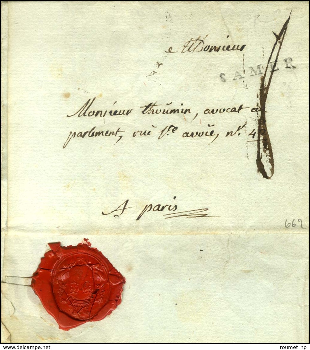 SAMER (L N° 1) Sur Lettre Avec Texte Daté 1787, Au Verso Cachet De Cire. (ex. Collection Dubus). - TB / SUP. - RR. - 1701-1800: Precursores XVIII