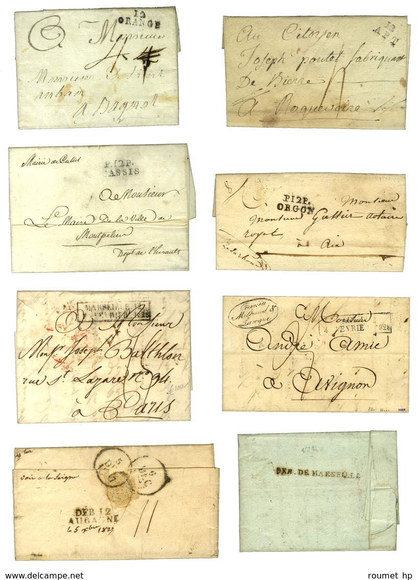 Sélection De 8 Marques Postales Des Bouches Du Rhône (2 PD, 2 PP, 2 DEB Et 2 Février 1828). - TB Et SUP. - Other & Unclassified