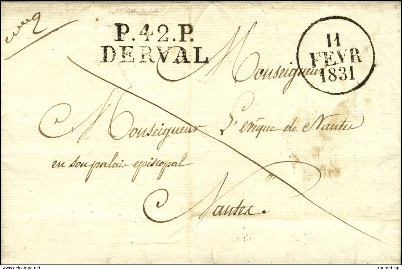 P.42.P. / DERVAL Sur Lettre Avec Texte Daté 1831. - SUP. - R. - Other & Unclassified