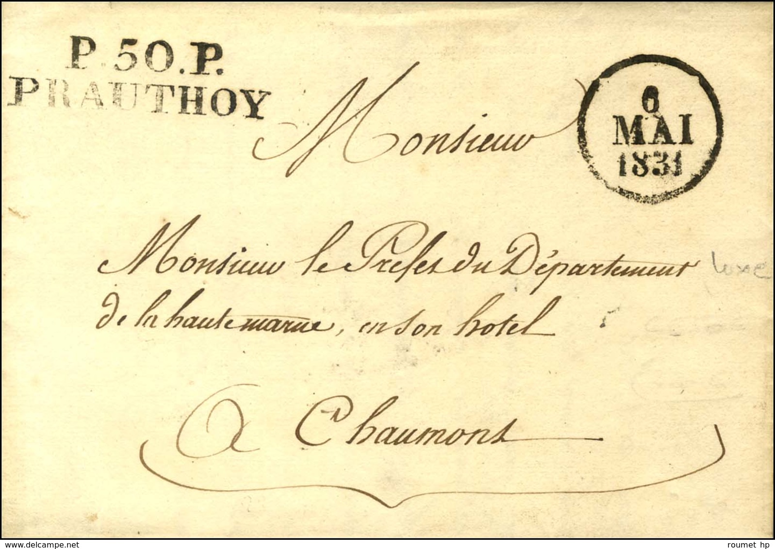 P. 50. P. / PRAUTHOY Sur Lettre Avec Texte Daté 1831. - SUP. - R. - Other & Unclassified