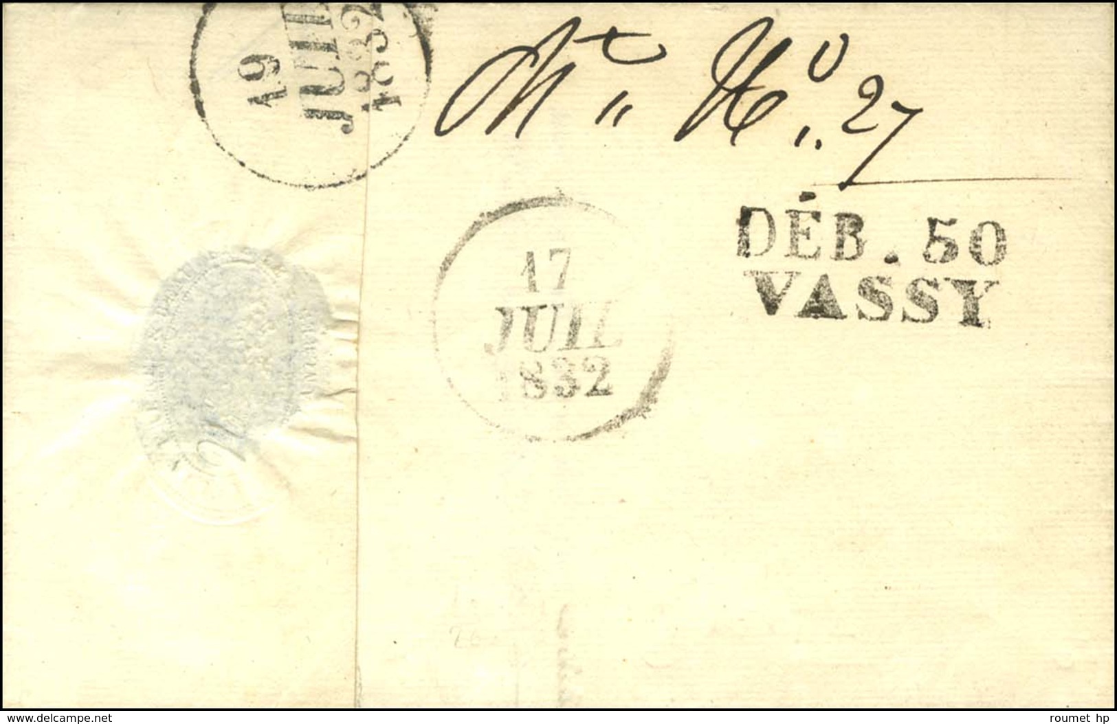 DEB. 50 / VASSY Sur Lettre Avec Texte Daté 1832. - SUP. - R. - Other & Unclassified