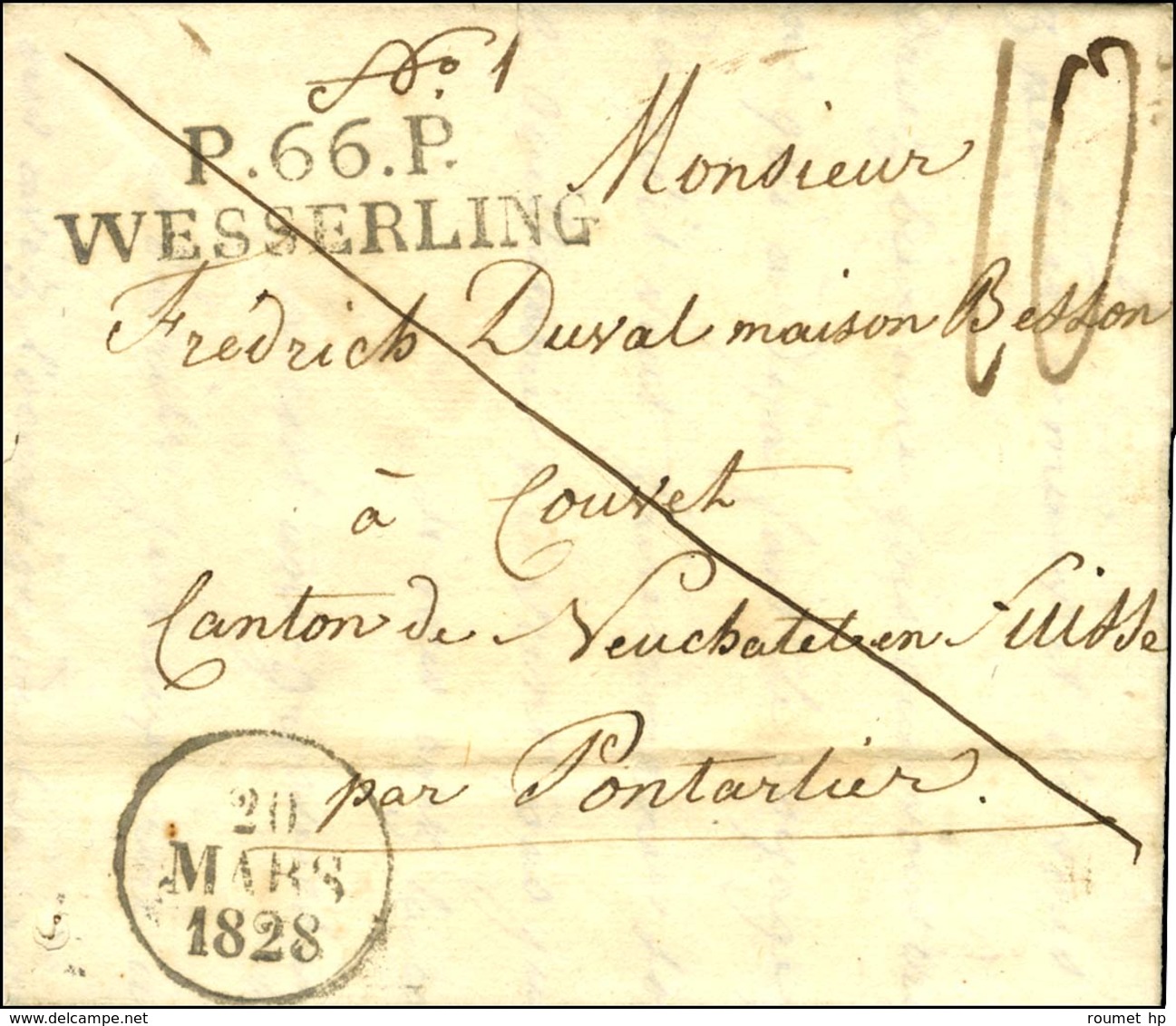 P. 66. P. / WESSERLING Sur Lettre Avec Texte Daté 1828. - SUP. - R. - Other & Unclassified