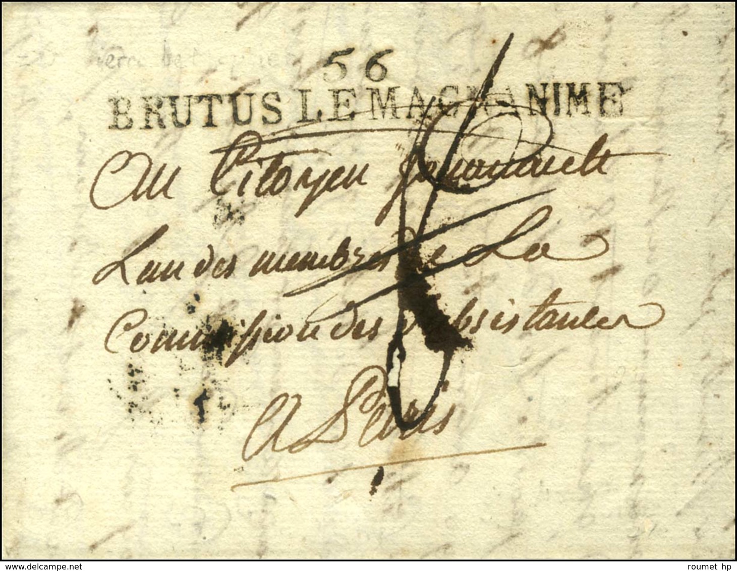 56 / BRUTUS LE MAGNANIME (NR De St Pierre Le Moutiers) Sur Lettre Avec Texte Non Daté. - SUP. - R. - 1701-1800: Precursors XVIII