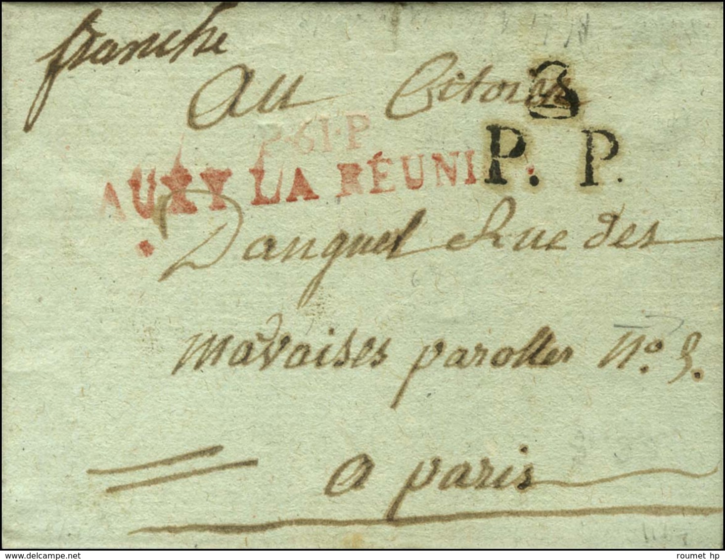 P.61.P. / AUXY LA RÉUNION (en Rouge Et Répétée Au Verso) (NR D'Auxy Le Château) Sur Lettre Avec Texte Daté '' Maison Les - 1701-1800: Precursors XVIII